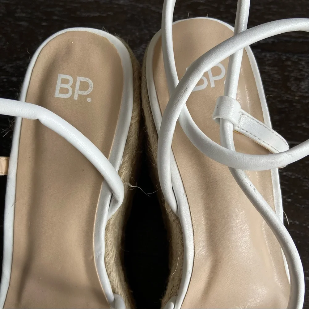 BP Cohan Platform‎ Espadrille Wedge Sandals White Summer Size 11M